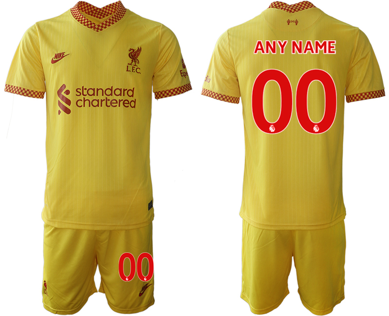 Men 2021-2022 Club Liverpool Second away yellow customized Soccer Jersey